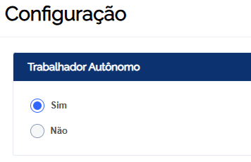 Ficha Configuração do Carnê-Leão com a opção Trabalhador Autônomo marcada como Sim
